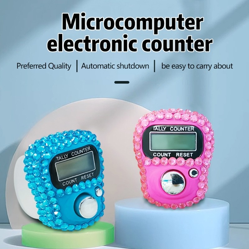

Eegant Crystal Embellished Handheld Finger Tally Counter Lightweight Suitable for Prayer & Exercise Easy Counting Tasks D2RD