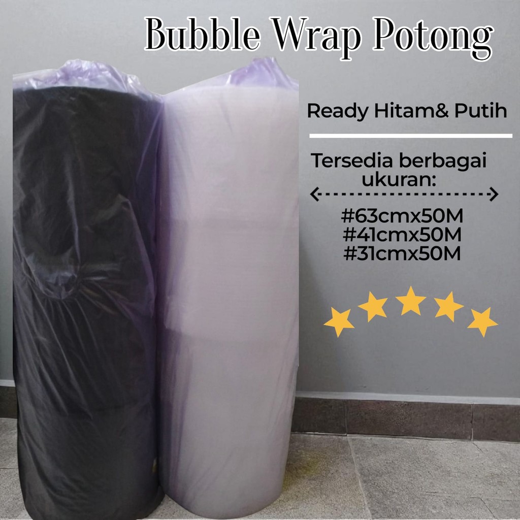 

Bubble Wrap Potongan hitam & putih 50 meter 3 kg. plastik packing, bungkus plastik, plastik kado.
