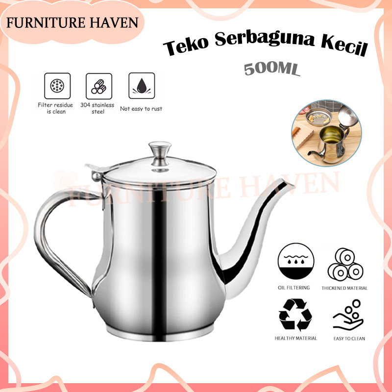 500Ml Oil Pot Teko Saringan/Teko Minyak Goreng/Teko Teh Stainless Anti Karat /Teko Serbaguna Kecil