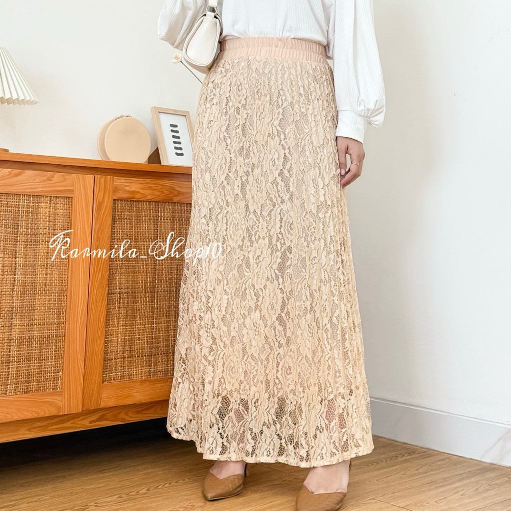 ( BROKAT Rok Pesta ) - Rok plisket Clasic Basic Brokat premium