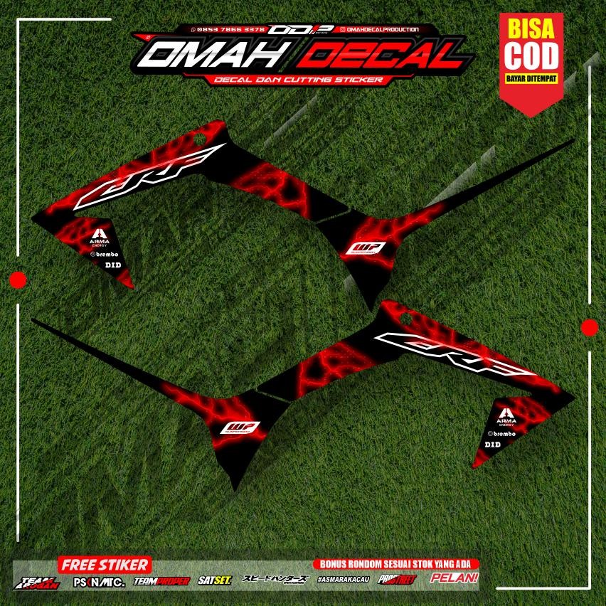STRIPING DECAL TRANSPARAN BAHAN MAXDECAL UV PREMIUM HONDA CRF 150 DESAIN CUSTOM WARNA MERAH HIJAU  P