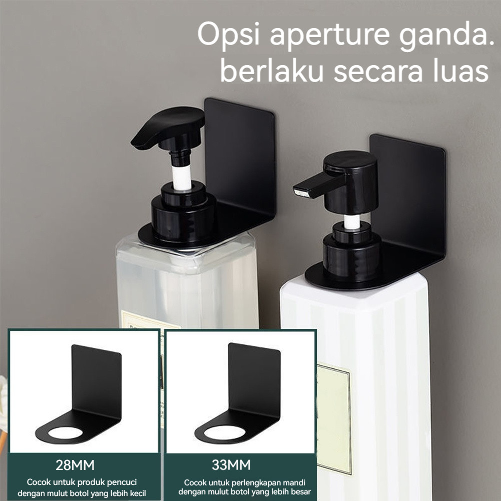 Bracket Stainless Steel Gantungan Botol Shampoo Sabun Dinding Kamar Mandi Holder Botol Sabun Serbagu