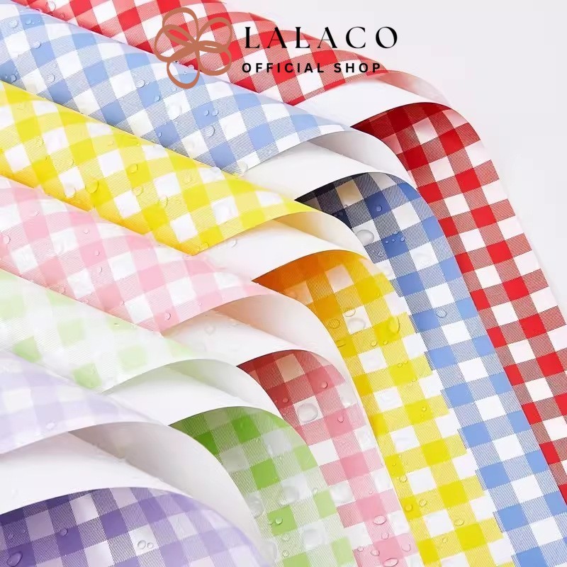 

LALACO - FL37 KOTAK KOTAK Kertas Bunga Paper Buket Motif Summer Plaid Kotak Kado Florist Cellophane