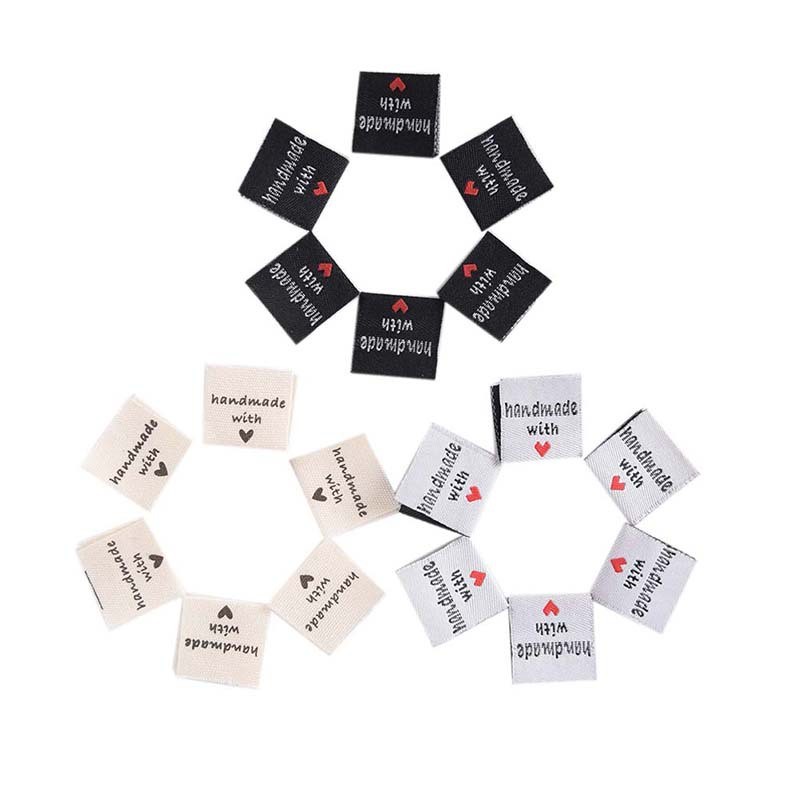 

100Pcs Handmade With Love Clothing Labels Woven Tags DIY Flag Label For Garment Sewing Accessories