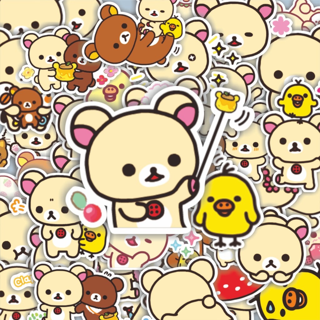 

100PCS Lucu Stiker Line Korilakkuma San X Stiker Aesthetic Stiker Anti Air Stikers Berperekat Waterproof sticker decal buat Motor Helm Buku Journal Koper Casing HP Laptop Botol Minum Hadiah anak