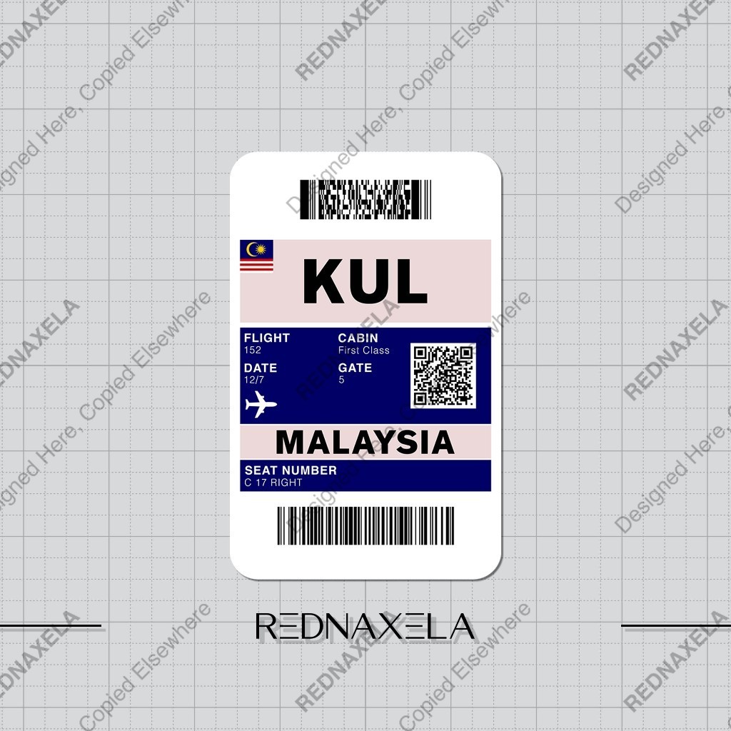

Stiker Vinyl Boarding Pass KUL Kuala Lumpur Malaysia Stiker Koper Outdoor Waterproof Sticker