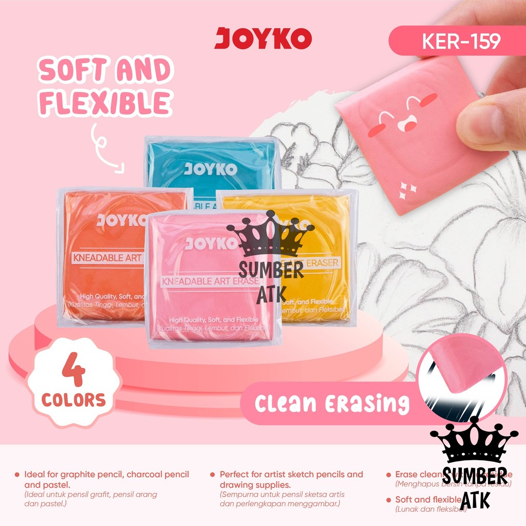 

Kneadable Art Eraser JOYKO Penghapus KER-159 WARNA WARNI
