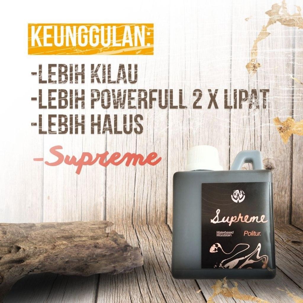 Politur Kayu Plitur SUPREME Woodnesia Woodstain Waterbased Pengkilap Kayu Plitur Terbaik