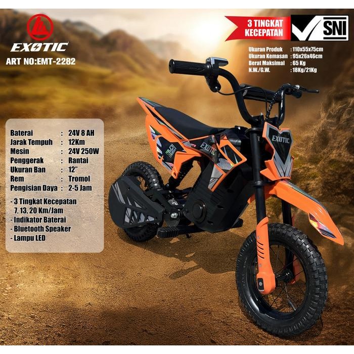 EMT-2282/Mainan Motor Aki Anak Mini Trail EMT-2282 EXOTIC Elektrik X-Trail BAN ANGIN 24V 8AH Aki Ada