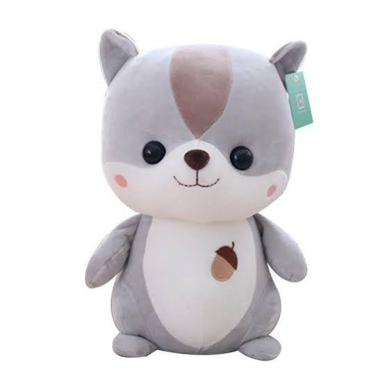 New Boneka Tupai Lucu Imut Berbahan Halus Dan Lembut - Boneka Tupai Abu