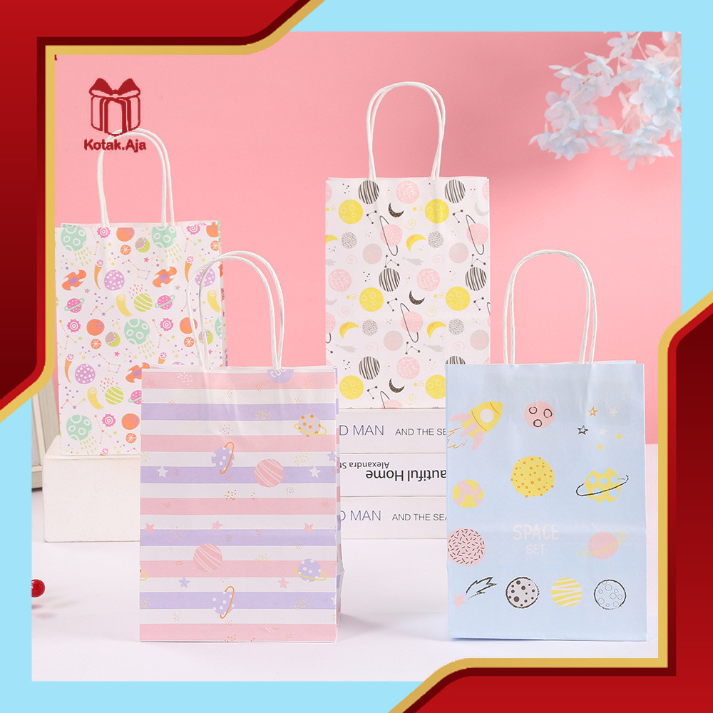 

Paper Bag Kraft / Paper bag Ultah / Paper Bag Marmer / Tas Kado Ultah / Goodiebag Ultah / Paper Bag Motif I AK02-AK04