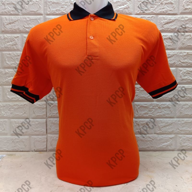 Kaos poloshirt seragam kerah kombinasi | Kaos kerah pria polos Orange