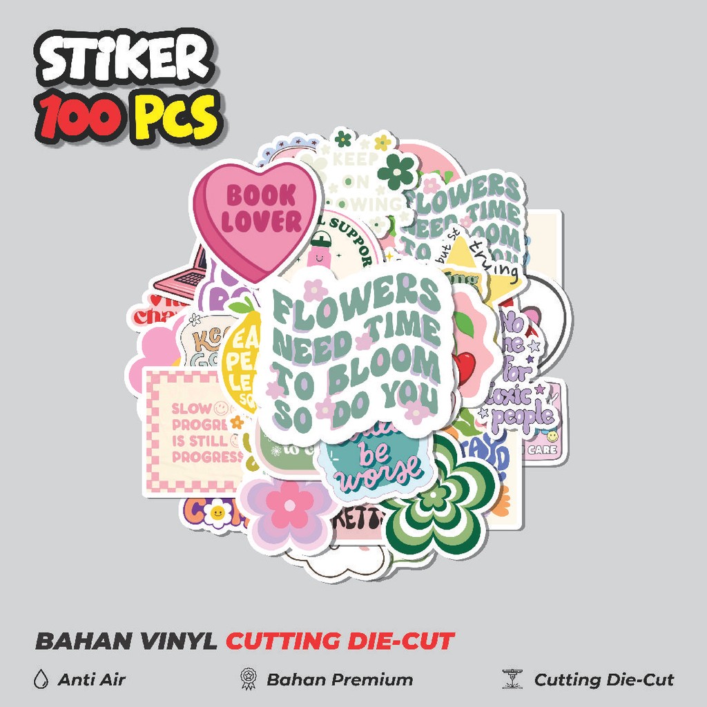 

Terbaru! 50 pcs Stiker Danish Pastel Positive Slang Series 1 Dekorasi Lucu Kreatif untuk Notebook, Skateboard, HP