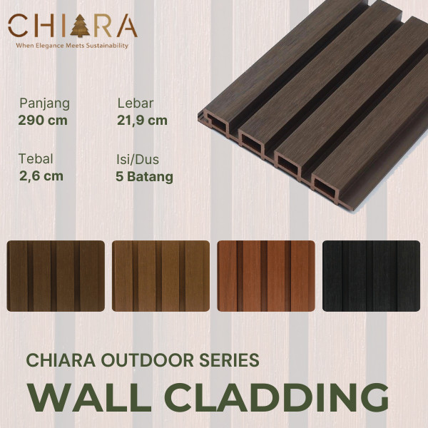 Wall Clading Outdoor Chiara 290cm l WPC Outdoor Panel Dinding Motif Kayu l Woodpanel Dinding Outdoor