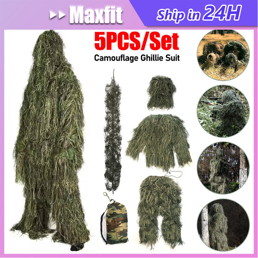 Baju Ghillie Suit Camo Jaring Baju Sniper Loreng untuk CS Airsoft / War Game Outdoor - Cocok untuk A