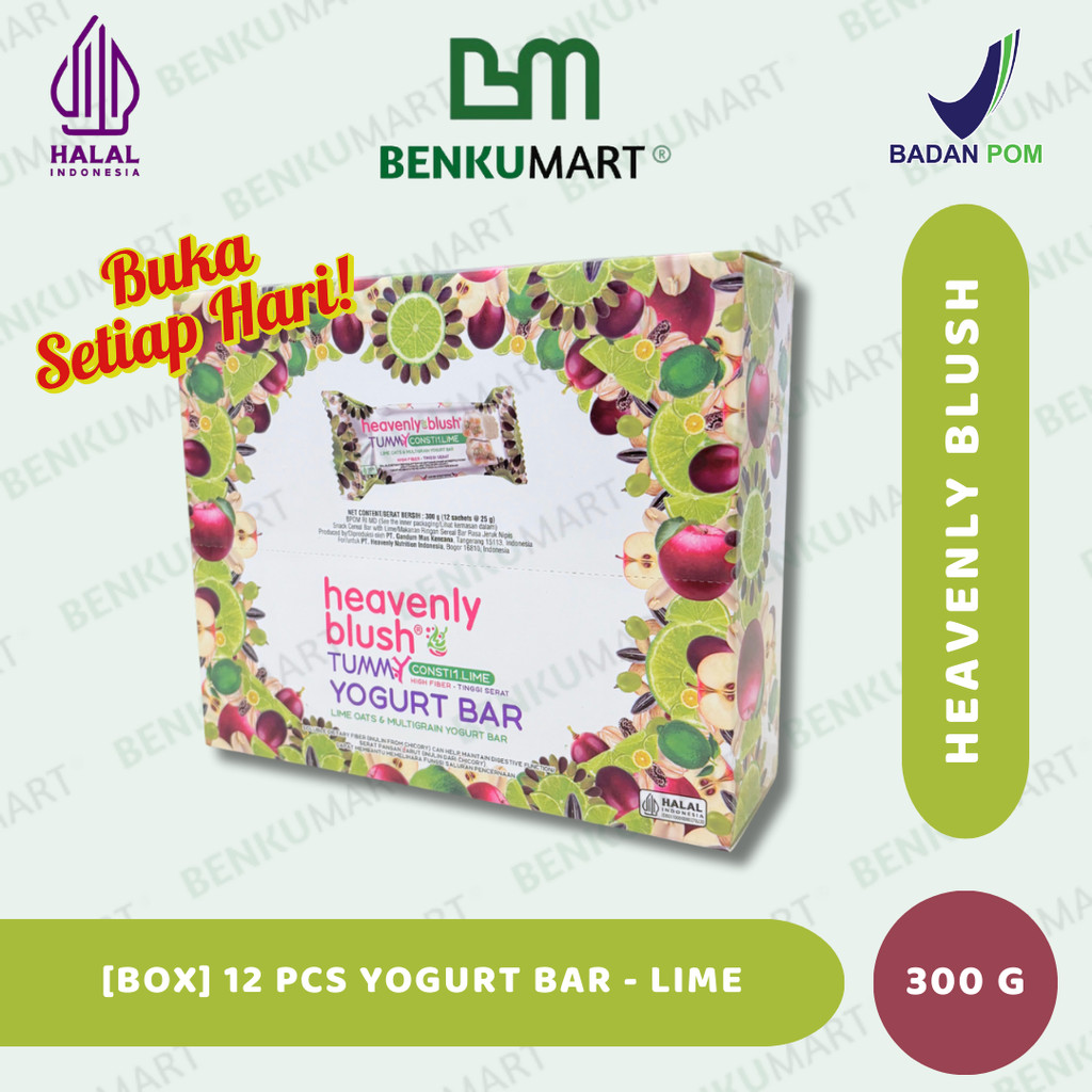 

[BOX] Heavenly Blush Yogurt Bar Lime (12 Sachet x 25 gr) (300 gr) | Tummy Bar LIME - BOX