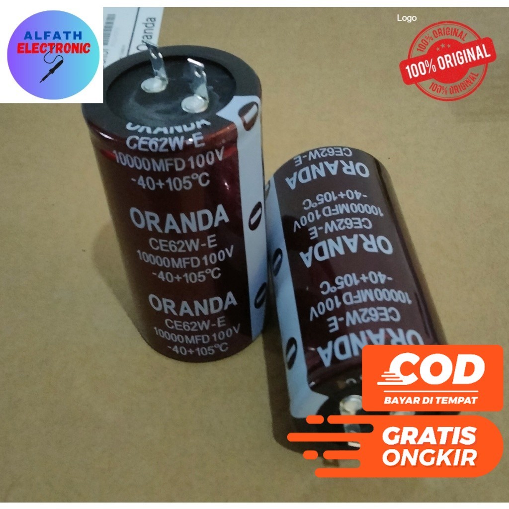 ELCO 10000 UF 100 VOLT KAPASITOR ELKO 10000UF 100V MERK ORANDA ASLI ORIGINAL KUALITAS BAGUS