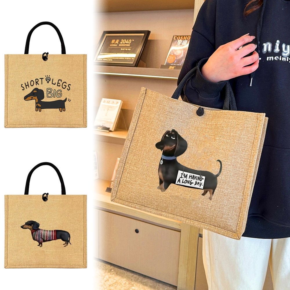 Totebag Wanita Jute Patchwork Bag Aesthetically pleasing Large capacity Waterproof Jute Handbags for