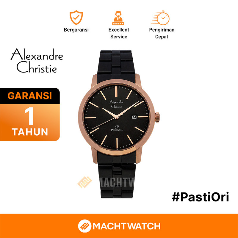 Jam Tangan Pria Alexandre Christie Primo Steel AC 1007 MD BBRBA ACF-1007 AC 1007 AC1007 Black Dial B