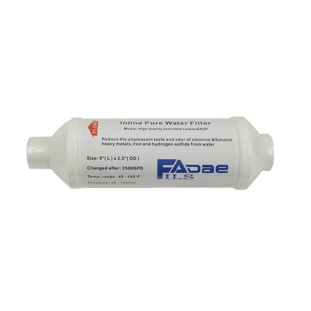 Inline Water Filter for Garden Hose, RV ,Farming and outdoor use - Removes Chlorine, Chloramines, VO