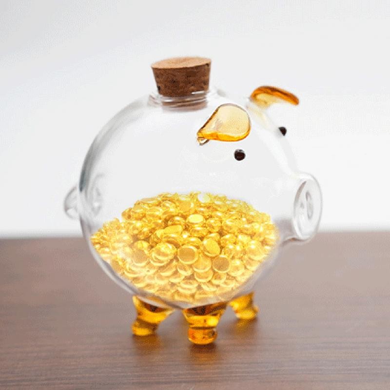 Pig Piggy Bank Money Boxes Coin Saving Box Cute Transparent Glass Souvenir Birth Money Jar Clear Pig