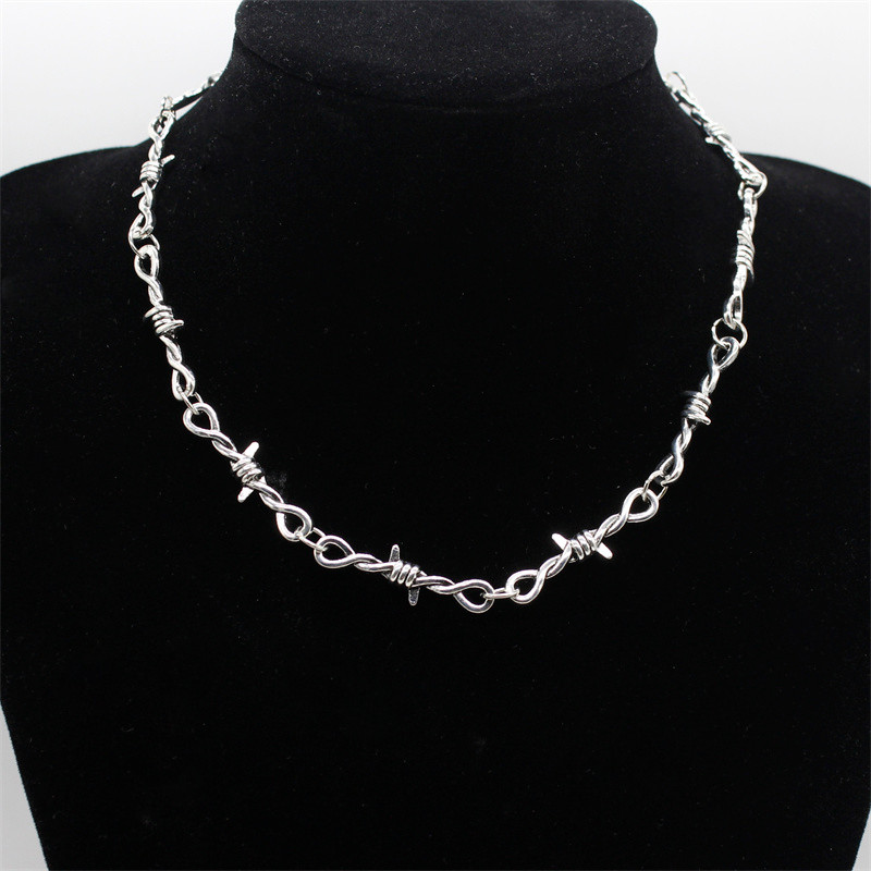 Small Wire Brambles Iron Unisex Choker Necklace Women Hip-hop Gothic Punk Style Barbed Wire Little T