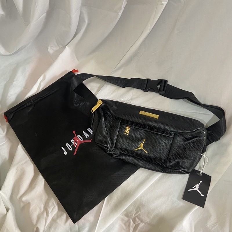HAGEMAN.SHOP Waistbag jordan Regal Crossbody / Leather snake Black gold Free Dustbag