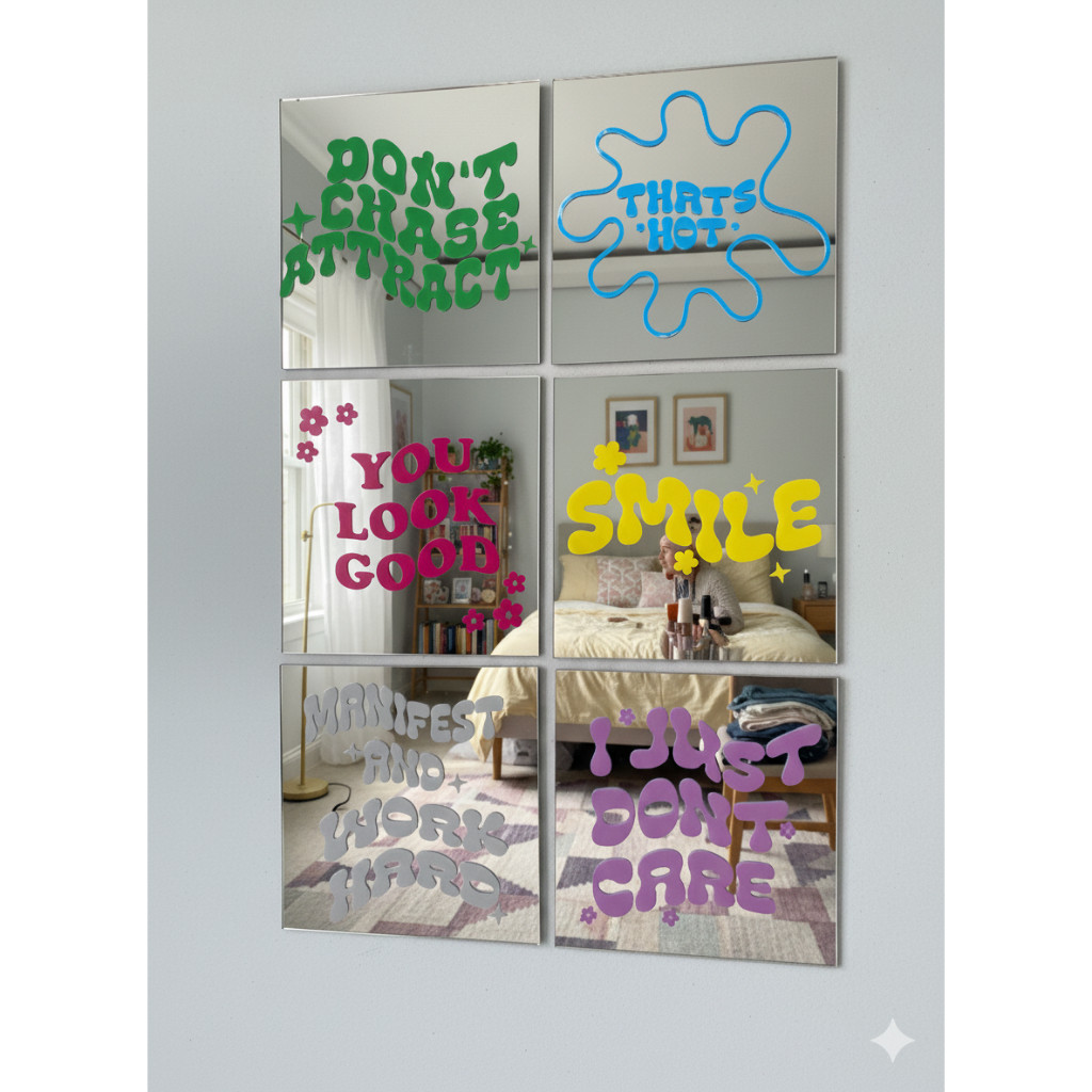 Cermin Quotes Kekinian | Cermin Dinding Aesthetic Quotes | Kaca Cermin Motivasi Hiasan Dinding Kamar