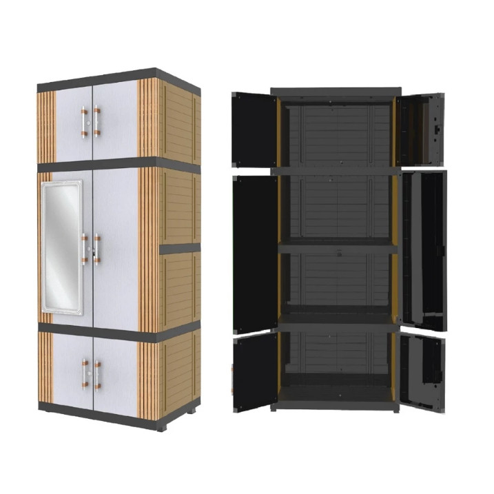 Naiba Fit 9524 / 9504 -  Lemari Plastik Naiba FIT Jumbo Kaca MIROR + Kunci FULL RAK | Cabinet Jumbo 