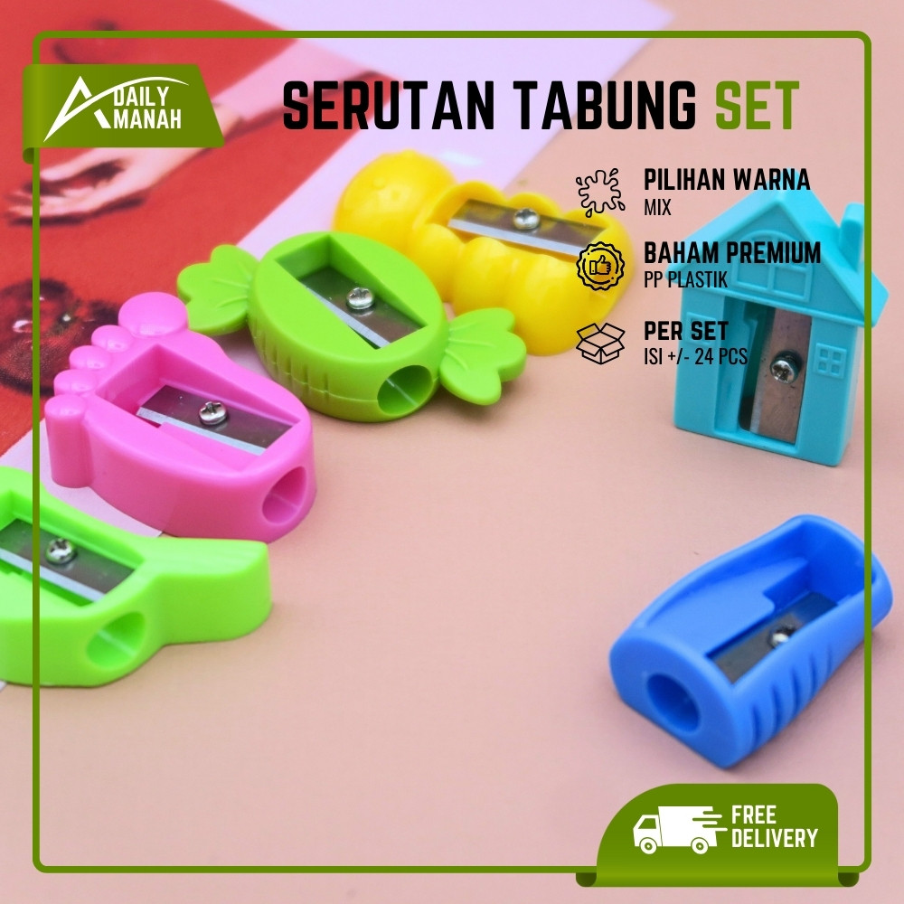 

(1 TABUNG ISI 24) Rautan Pensil / Serutan / Ongotan 1 Tabung isi 24 pcs / Rautan Toples Isi 24