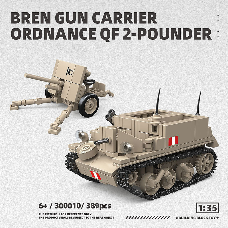 389pcs British Bren gun carrier/QF 2-pounder gun Buig blocks set WW2 Military Classic Collection Bri