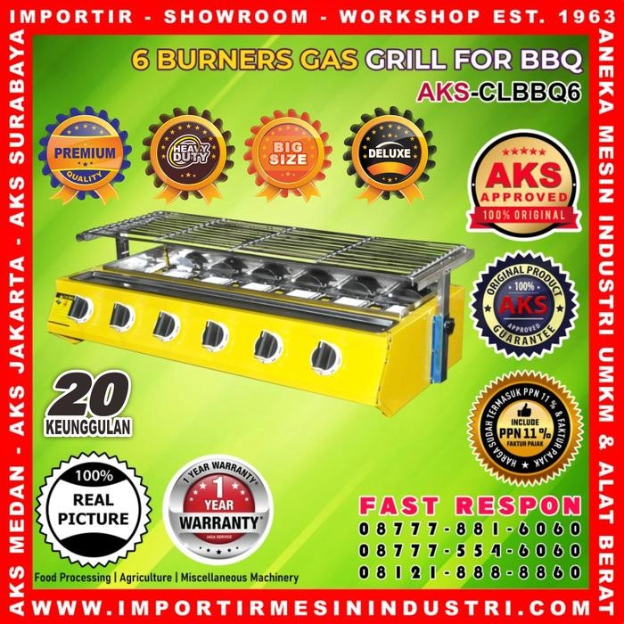 Gas Roaster CLBBQ6 Kompor Panggangan Pemanggang Sosis 6 Tungku