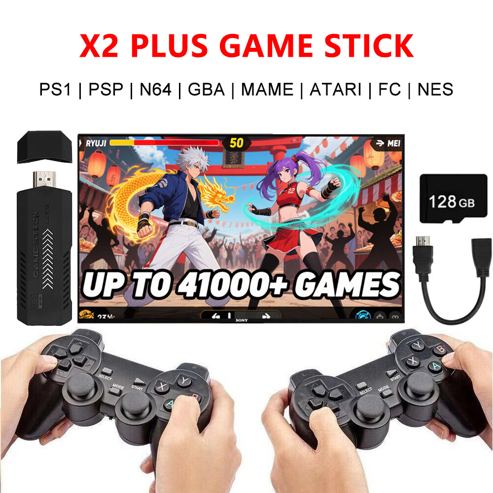 X2 Plus Game Stick 4K HD 128G 41000 Game Retro Video Game Console 2.4G 5G Double Wireless Controller
