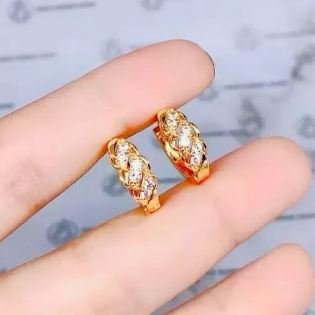 anting clip perhiasan titanium gold anting clip motif melintir anti karat