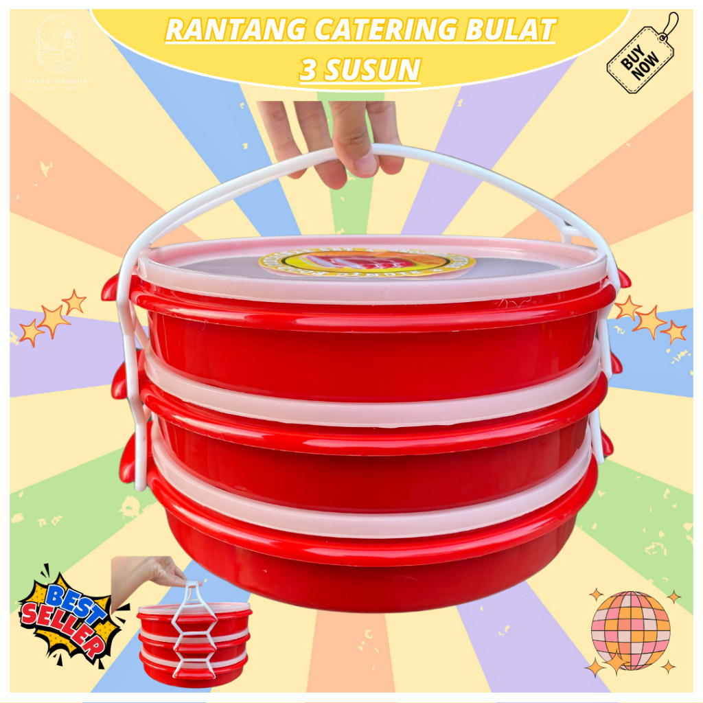 Komet Star Rantang Makanan Plastik Kotak dan Bulat Ompreng Kotak Bekal Rantang Catering