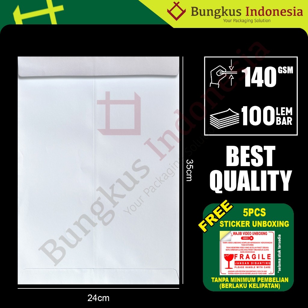 Amplop Folio Putih 140gr / Amplop Putih Tanpa Tali