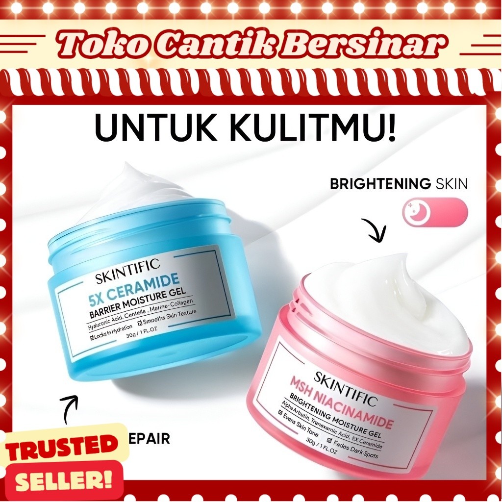 Skintific Moisturizer 5X Ceramide Barrier Repair Moisturize Gel 30gr 6gr Biru Pink Niacinamide