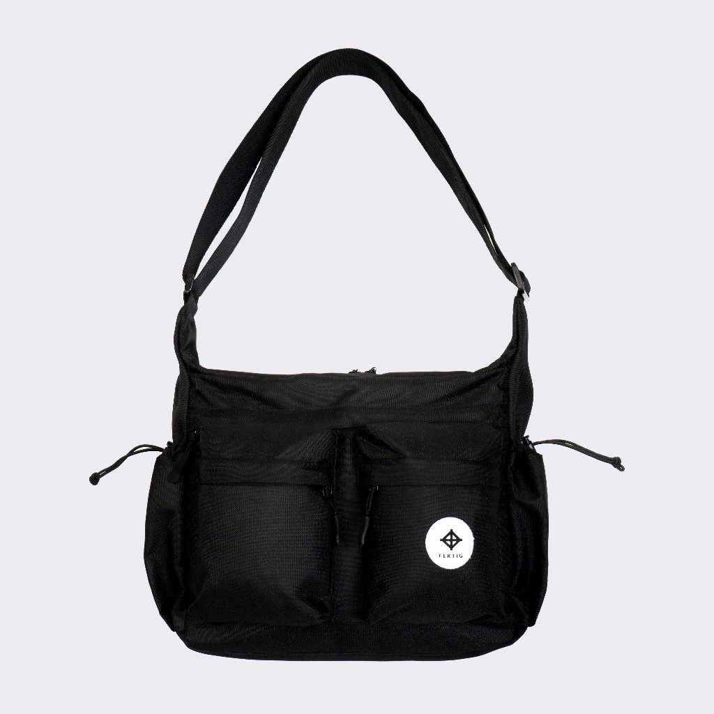 BAGINBRO Fertig - Hilly Black Sling Bag - Tas Selempang Hitam Multi Pocket Pria Muat Banyak Komparte