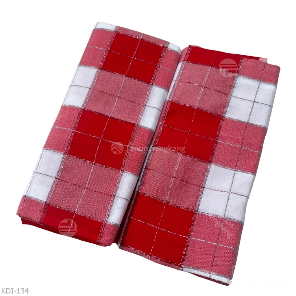 Sarung Bugis Kotak Kadei Sutra Makassar Merah Putih - Tenun Sengkang KDI-134 (Harga Per Pcs)