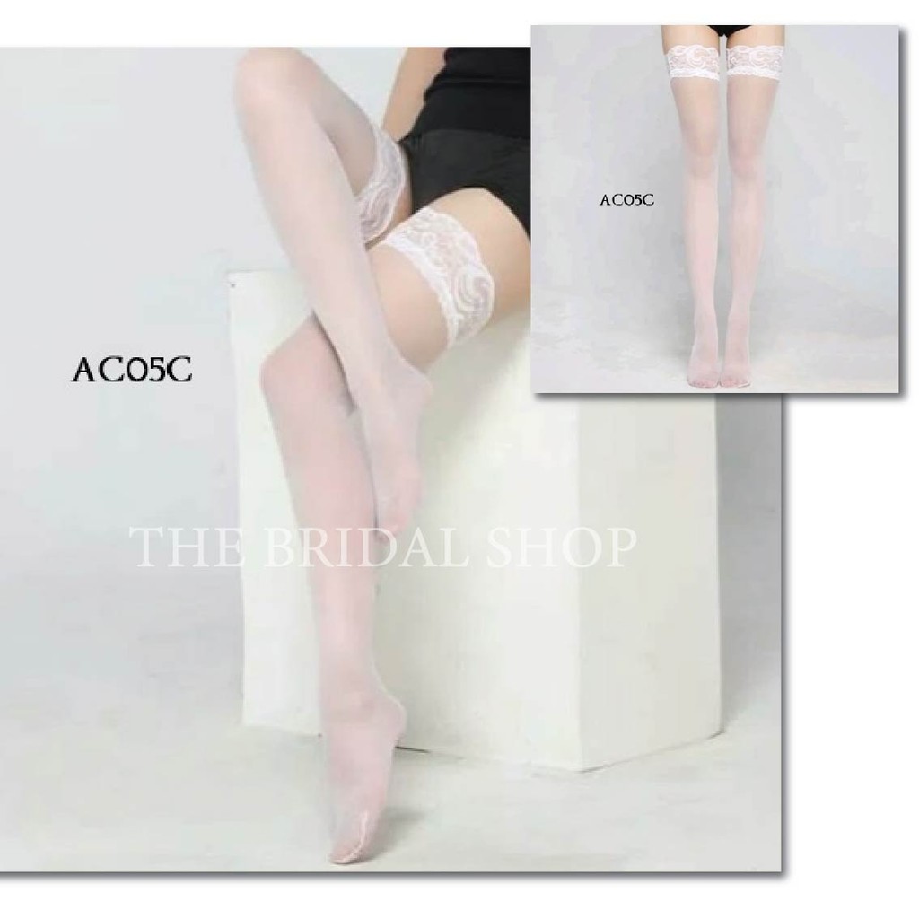 Stocking Semi Transparan Putih Jaring Lingerie Stocking AC05C
