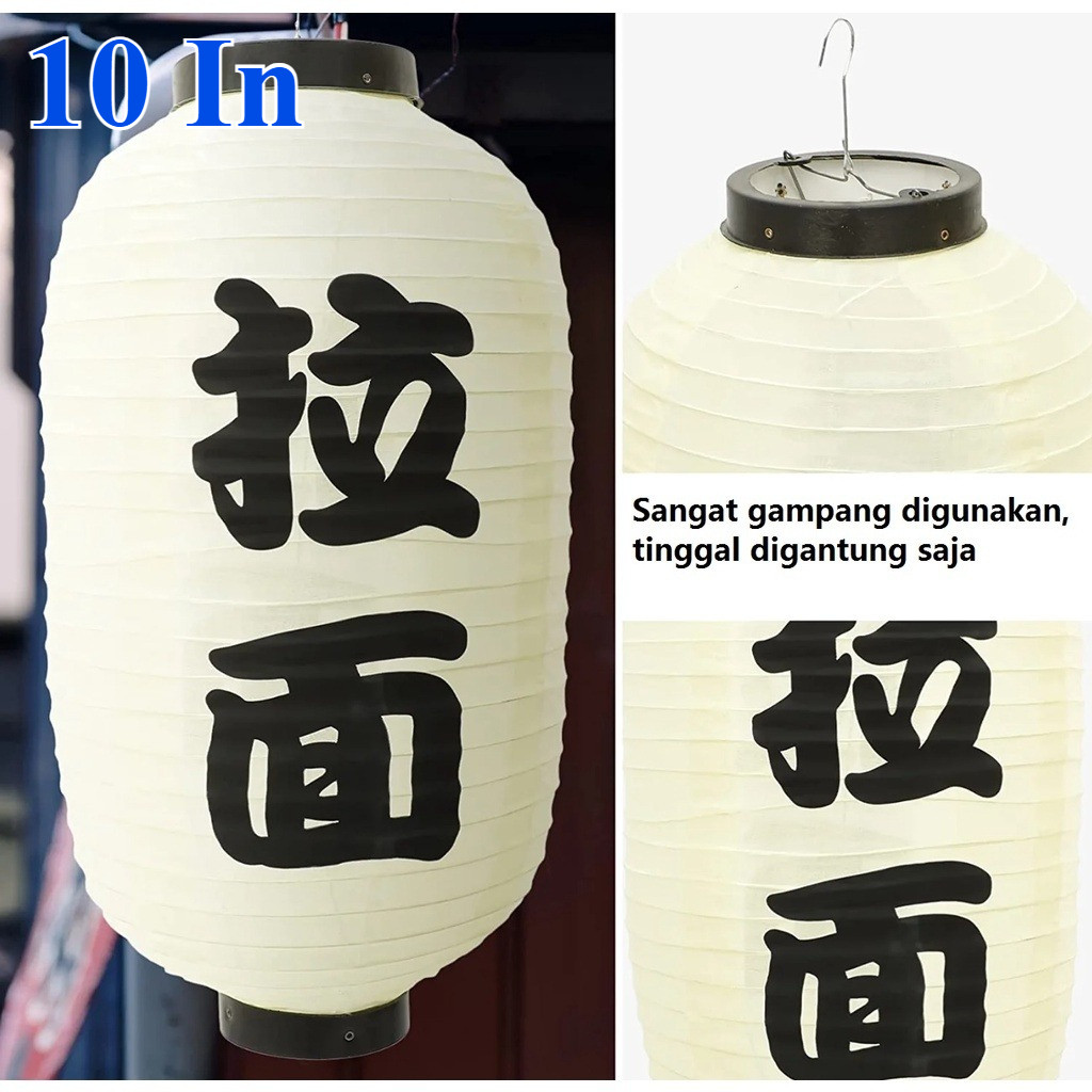 10In Lampion Ramen Jepang Putih Kapsul Lonjong Lampion Gantung Jepang