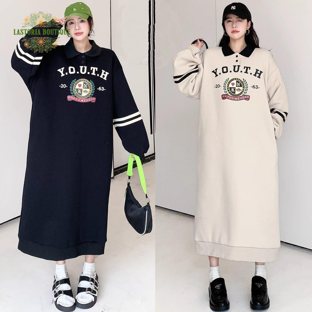 LC1002 Korea Hoodie Dress Oversized Premium Fashion Lastoria Boutique
