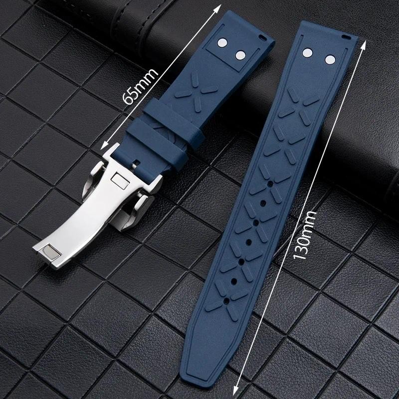 Soft Fluororubber FKM Rubber Watband For IWC Strap Big Pilot Portofino TOP GUN Wat Band With Rivet