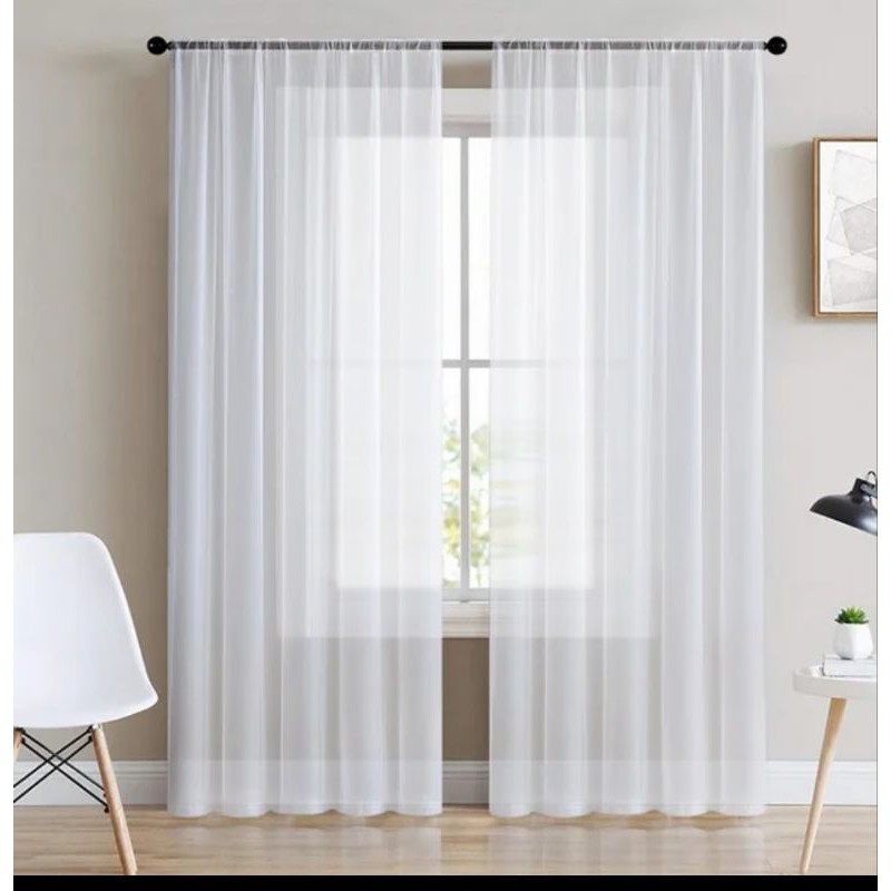 Pitras Puring Pelapis Gorden Putih Rumbai Model Serut serat padat