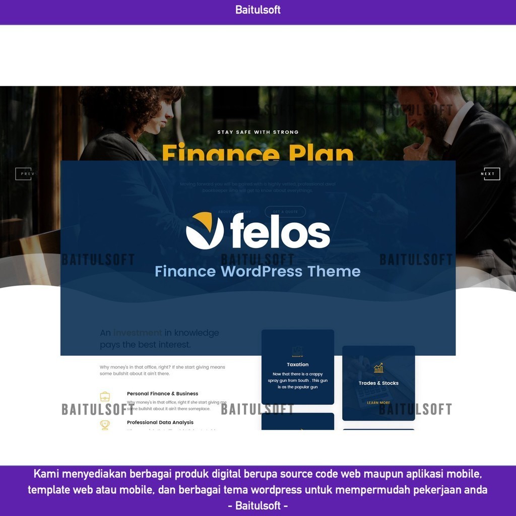 TEMA WEB  FELOS - FINANCE WORDPRESS THEME D5964 BAITULSOFT LISENSI ORIGINAL FULL VERSION