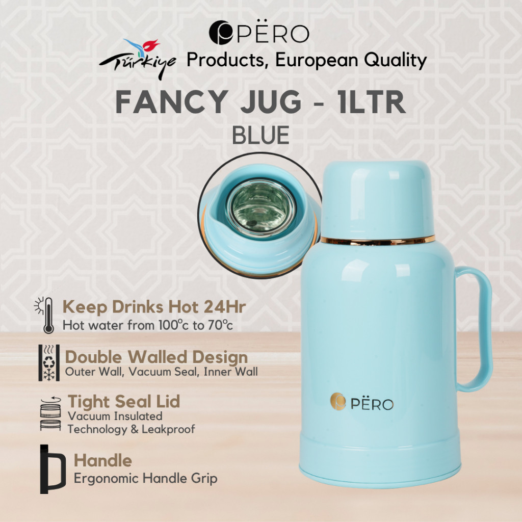 Pero Fancy Termos Jug Panas Dingin 24 Jam 1Liter / Thermos with Handle / Termos Air Panas Bayi Buat 