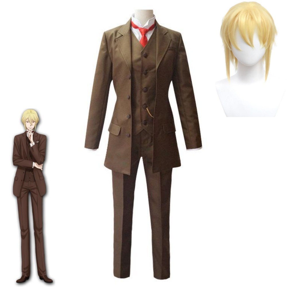 Anime MORIARTY THE PATRIOT Albert James Moriarty William Cosplay Costume Wig Brown Uniform Halloween