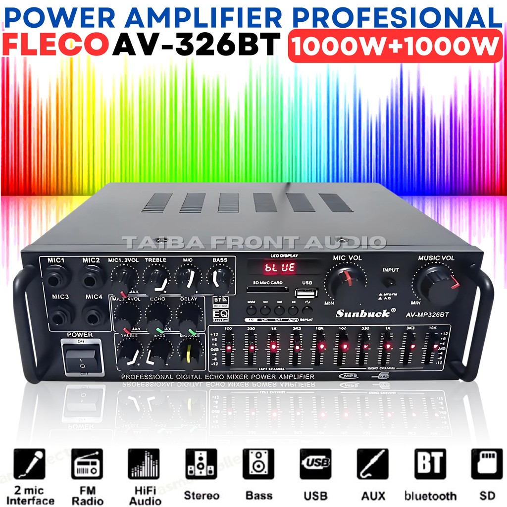 PILIHAN SHOPE Sunbuck Audio Fleco AV-MP 326 BT - Amplifier Bluetooth USB/SD/FM/MP3 - Amplifier Karao