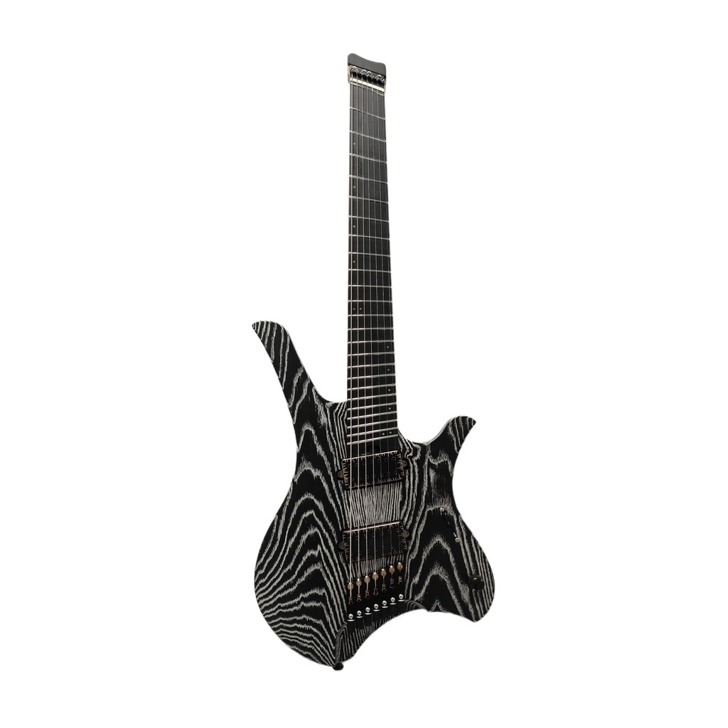 McTang Headless Electric Guitar7 Strings Fan shaped FretsHandmade sandblastedsilvery