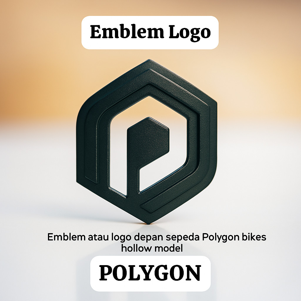 Polygon Emblem Logo Depan Sepeda Head Badge Bikes Original Lencana Lambang Simbol Ikon Tanda Plat Id